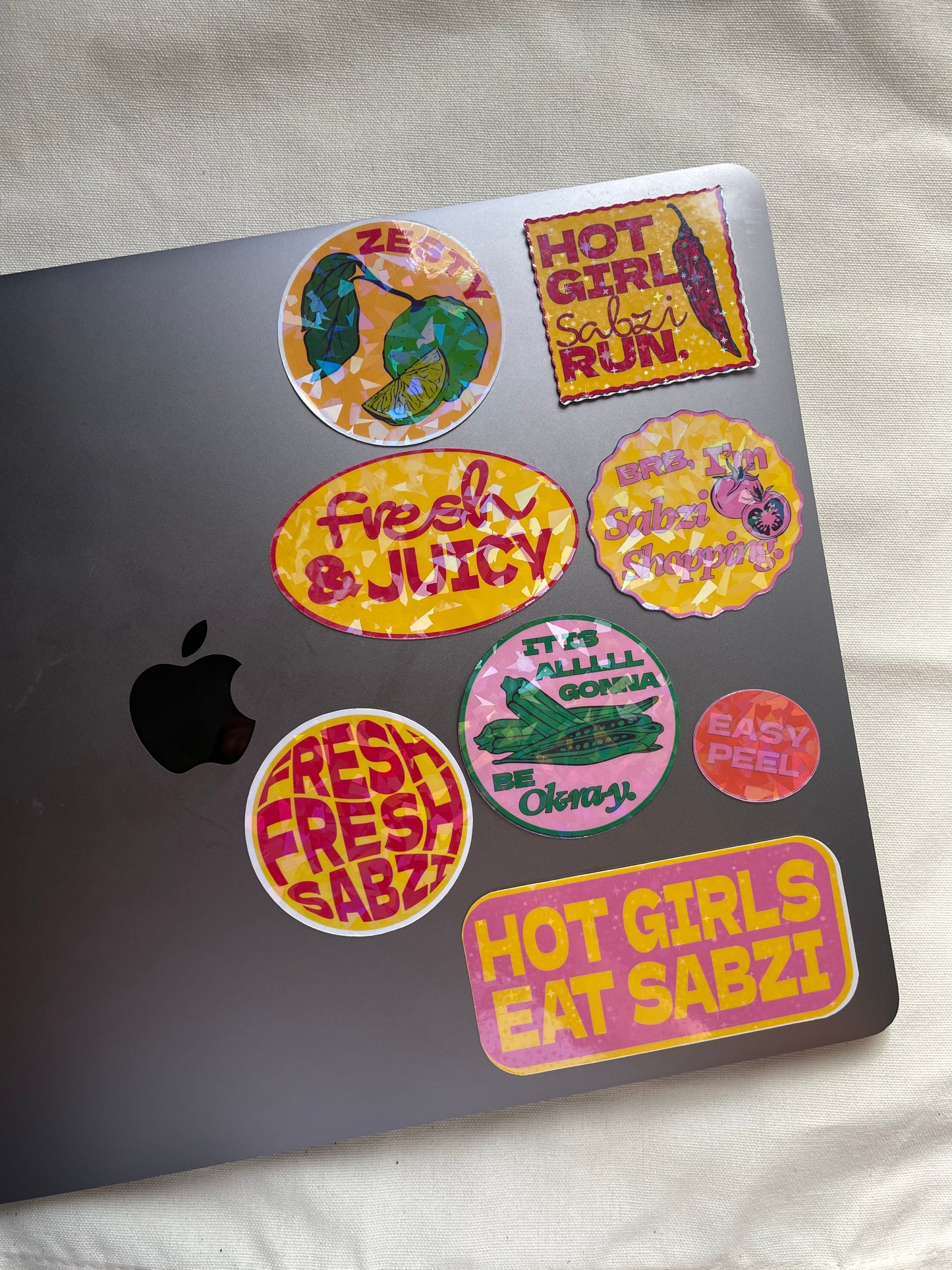 'Hot Girls Eat Sabzi' Laptop Sticker Set